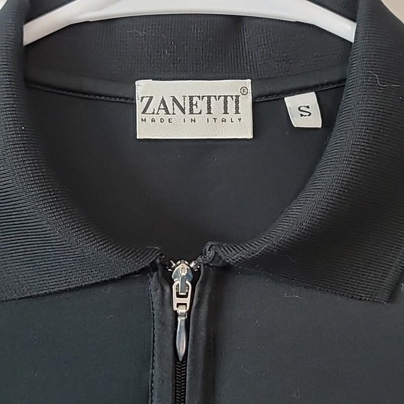 Zanetti Made In Italy Quarter Zip Polo Shirt Mens Size Small Short Sleeve Black - Picture 8 of 12